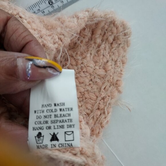 Dreamers Cotton Blend Fuzzy Soft Peach Sweater - Picture 9 of 12